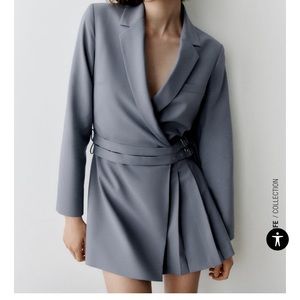 Grey pleated blazer dress